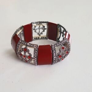 Elegant Red and Silver Bracelet